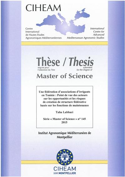 Une fédération d'associations d'irrigants en Tunisie : point de vue des acteurs sur les opportunités et les risques de création de structure fédérative basée sur les fonctions de maintenance