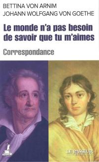 Le monde n'a pas besoin de savoir que tu m'aimes : correspondance