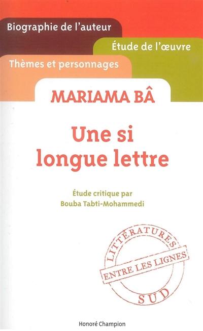 Mariama Bâ, Une si longue lettre