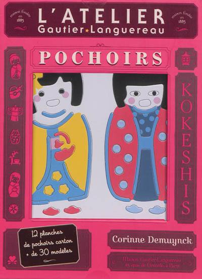 Pochoirs, kokeshis : 12 planches de pochoirs cartons, + de 30 modèles