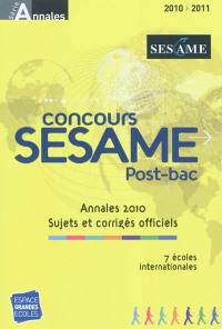 Concours Sésame, annales 2010 : sujets et concours officiels