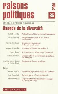 Raisons politiques, n° 35. Usages de la diversité