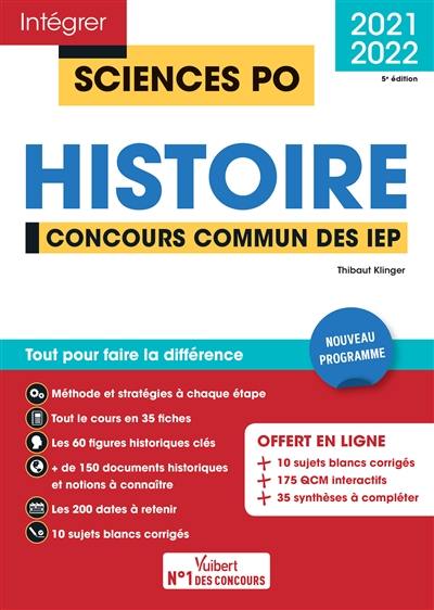 Histoire : concours commun des IEP, 2021-2022 : nouveau programme