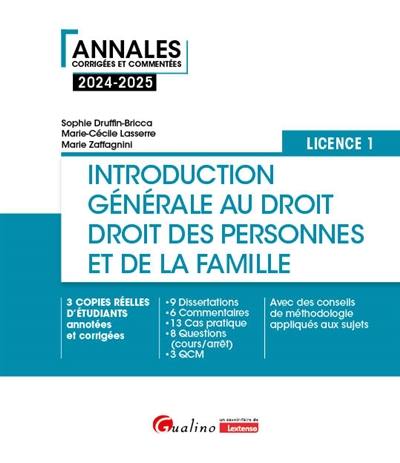 Introduction générale au droit, droit des personnes et de la famille : licence 1 : 2024-2025