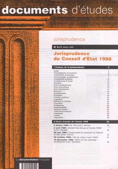 Jurisprudence du Conseil d'Etat 1998