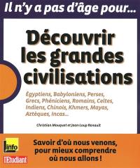 Découvrir les grandes civilisations : Egyptiens, Babyloniens, Perses, Grecs, Phéniciens, Romains, Celtes, Indiens, Chinois, Khmers, Mayas, Aztèques, Incas...