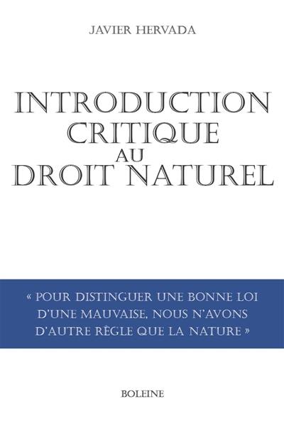 Introduction critique au droit naturel