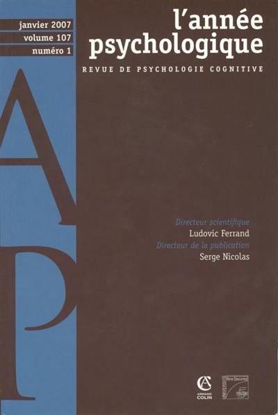 Année psychologique (L'), n° 1 (2007)