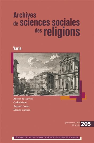 Archives de sciences sociales des religions, n° 205. Varia