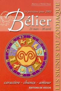 Bélier, 21 mars-20 avril, les prévisions pour 2003 : caractère, chance, amour