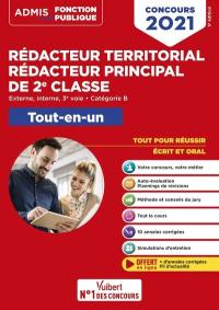 Rédacteur territorial, rédacteur principal de 2e classe : externe, interne, 3e voie, catégorie B : tout-en-un, concours 2021