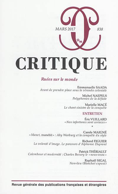 Critique, n° 838. Ruées sur le monde