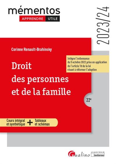 Droit des personnes et de la famille : cours intégral et synthétique + tableaux et schémas : 2023-2024