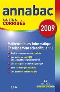 Mathématiques informatique 1re L. Enseignement scientifique 1re L