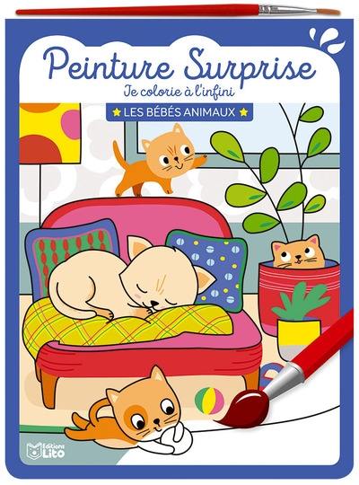 Les bébés animaux : peinture surprise : je colorie à l'infini