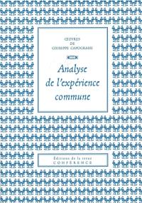 Oeuvres de Giuseppe Capograssi. Analyse de l'expérience commune