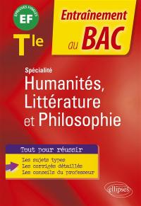 Spécialité humanités, littérature et philosophie terminale : EF, épreuves finales