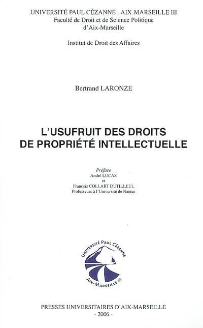 L'usufruit des droits de propriété intellectuelle