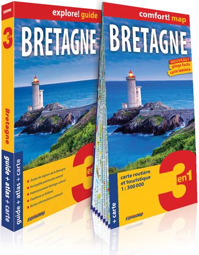 Bretagne : 3 en 1 : guide + atlas + carte