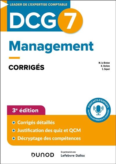 DCG 7, management : corrigés