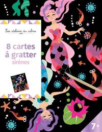 8 cartes à gratter sirènes : pochette avec accessoires