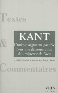 L'unique argument possible d'une démonstration de l'existence de Dieu