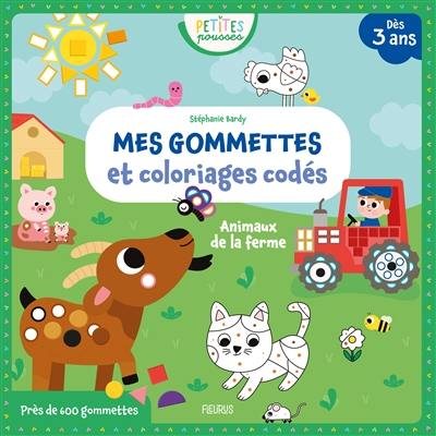 Animaux de la ferme : mes gommettes et coloriages codés