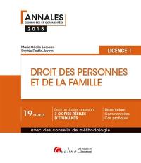 Droit des personnes et de la famille : licence 1 : 2018