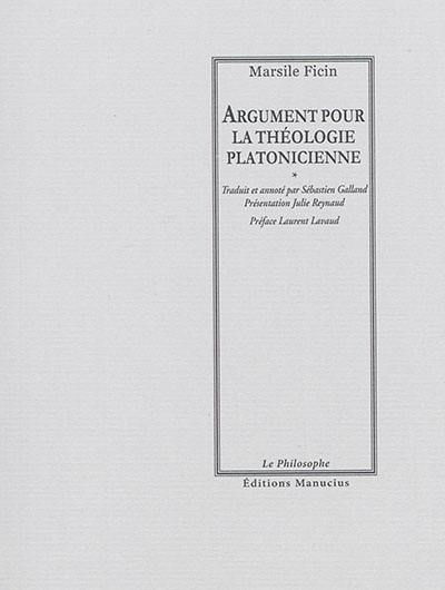 Argument pour la théologie platonicienne