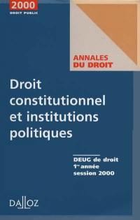 Droit constitutionnel et institutions politiques