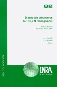 Diagnostic procedures for crop N management, Poitiers (France), november 22-23, 1995