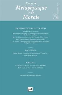 Revue de métaphysique et de morale, n° 3 (2024). Femmes philosophes au XVIIe siècle