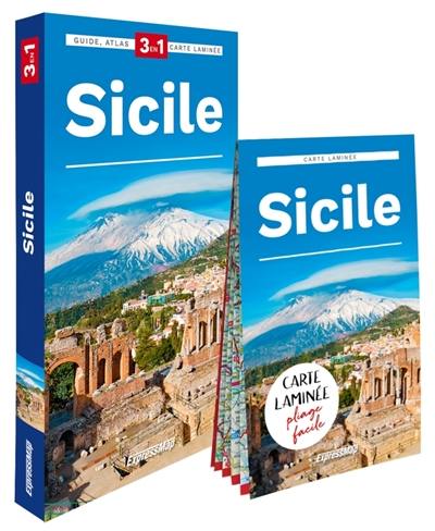 Sicile : 3 en 1 : guide, atlas, carte laminée