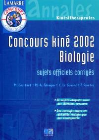 Biologie : concours kiné 2002