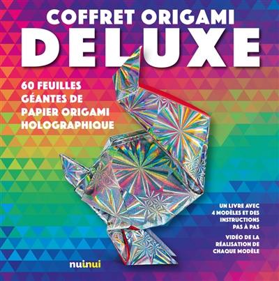 Coffret origami deluxe : 60 feuilles géantes de papier origami holographique