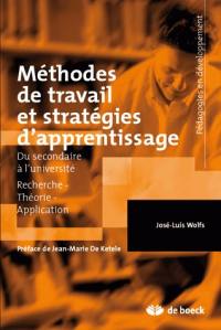 Méthodes de travail et stratégies d'apprentissage : du secondaire à l'université : recherche, théorie, application