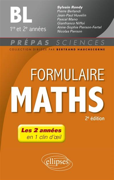 Formulaire maths BL 1re et 2e années