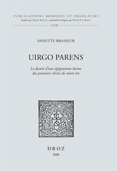 Virgo parens : le destin d'une épigramme latine des premiers siècles de notre ère