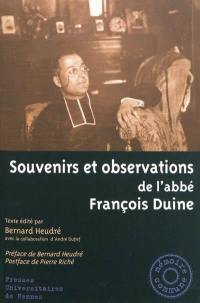 Souvenirs et observations de l'abbé François Duine