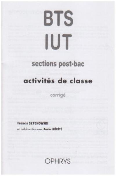 Anglais, BTS, IUT : activités de classe : corrigés