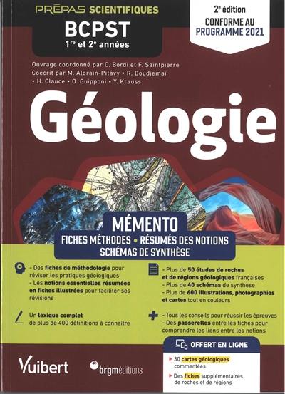 Géologie prépas scientifiques BCPST 1re et 2e années : mémento : conforme à la réforme 2021