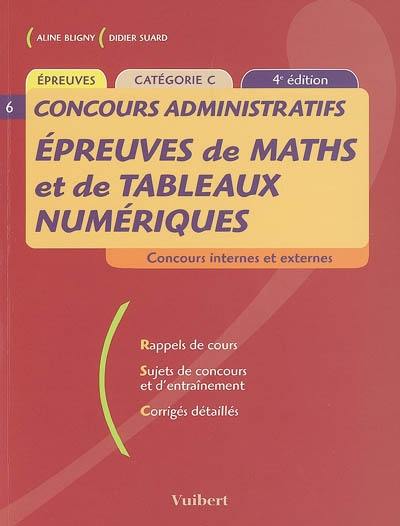 Epreuves de maths et de tableaux numériques : concours internes et externes