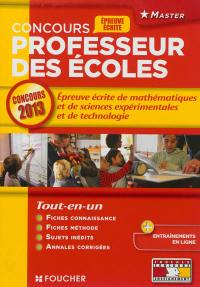 Professeur des écoles : épreuve écrite de mathématiques et de sciences expérimentales et de technologie : concours 2013