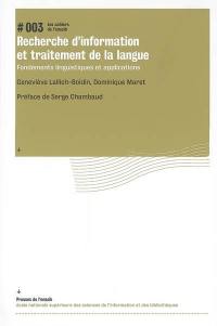 Recherche d'information et traitement de la langue : fondements linguistiques et applications