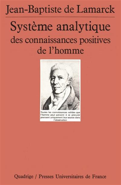 Système analytique des connaissances positives de l'homme