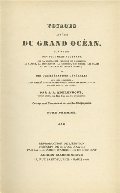 Voyages aux îles du Grand océan : contenant des documents nouveaux sur la géographie physique et politique