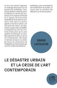 Le désastre urbain et la crise de l'art contemporain