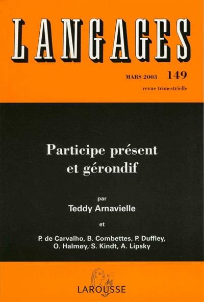 Langages, n° 149. Participe présent et gérondif