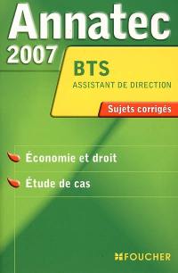 Economie et droit, étude de cas, BTS assistant de direction : sujets corrigés