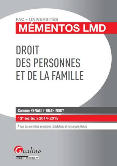 Droit des personnes et de la famille : 2014-2015